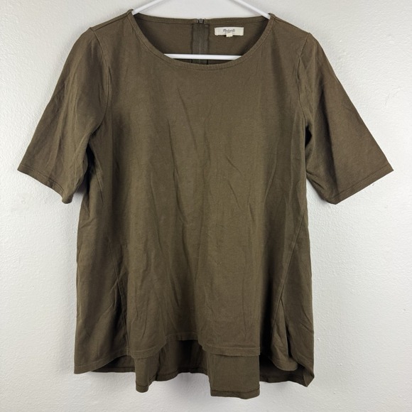 MADEWELL Womens short sleeve Jersey Knit T-shirt top zip detail‎ - S - Picture 2 of 5